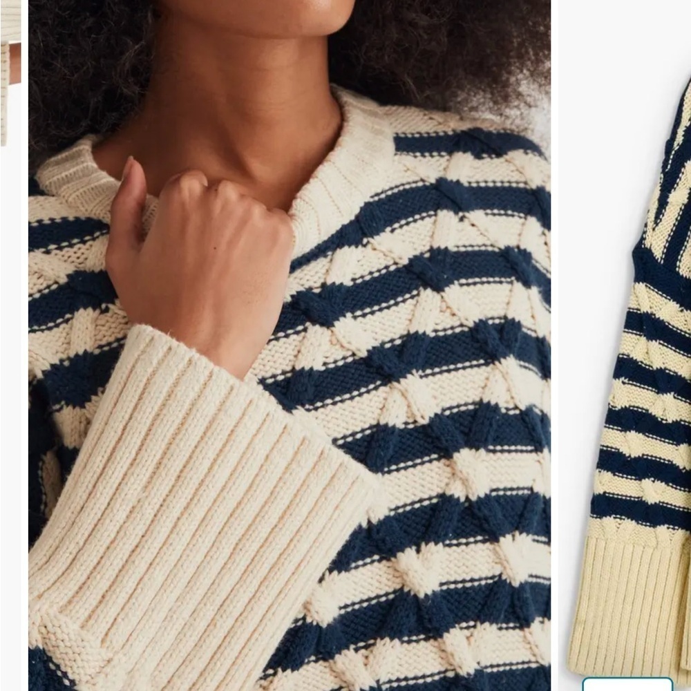 NWT Madewell Yasmin Stripe Lattice
Stitch Sweater
Sz Small Regular, ECRU STRIPE - Picture 5 of 5